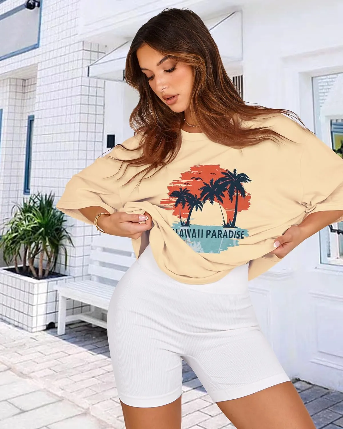 Womens Oversized Tshirt Graphic Tees Crew Neck Summer Short Sleeve Loose Fit Tops