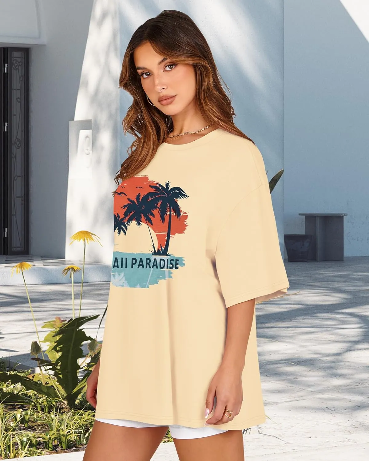 Womens Oversized Tshirt Graphic Tees Crew Neck Summer Short Sleeve Loose Fit Tops