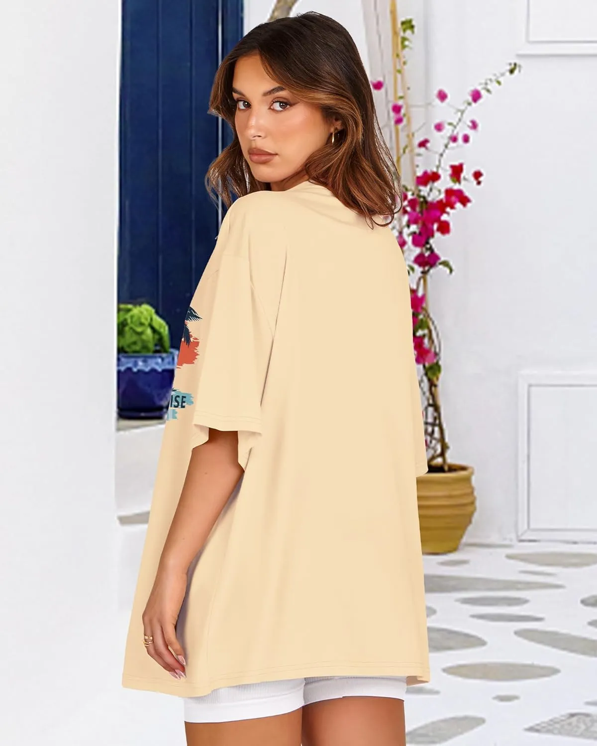 Womens Oversized Tshirt Graphic Tees Crew Neck Summer Short Sleeve Loose Fit Tops