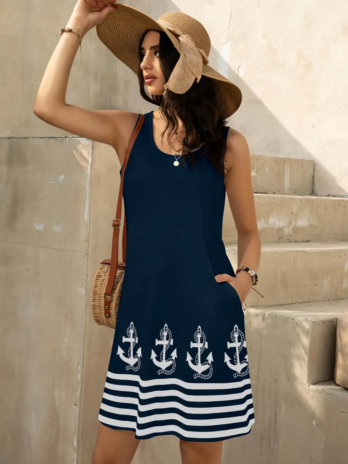 Women's Summer Dress 2025 Sleeveless Floral Boho Sundress Swimsuit Coverup Casual Loose Beach Vacation Tank Dresses