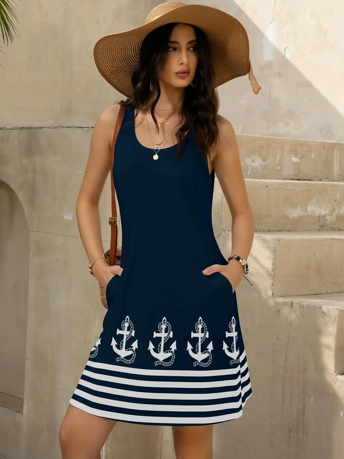 Women's Summer Dress 2025 Sleeveless Floral Boho Sundress Swimsuit Coverup Casual Loose Beach Vacation Tank Dresses