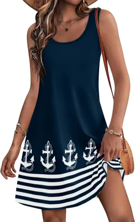 Women's Summer Dress 2025 Sleeveless Floral Boho Sundress Swimsuit Coverup Casual Loose Beach Vacation Tank Dresses