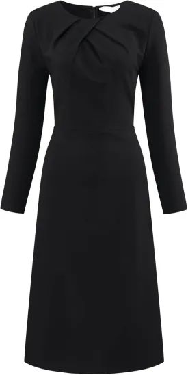 Women's Winter Dress Funeral A-Line Midi Long Sleeve Dress