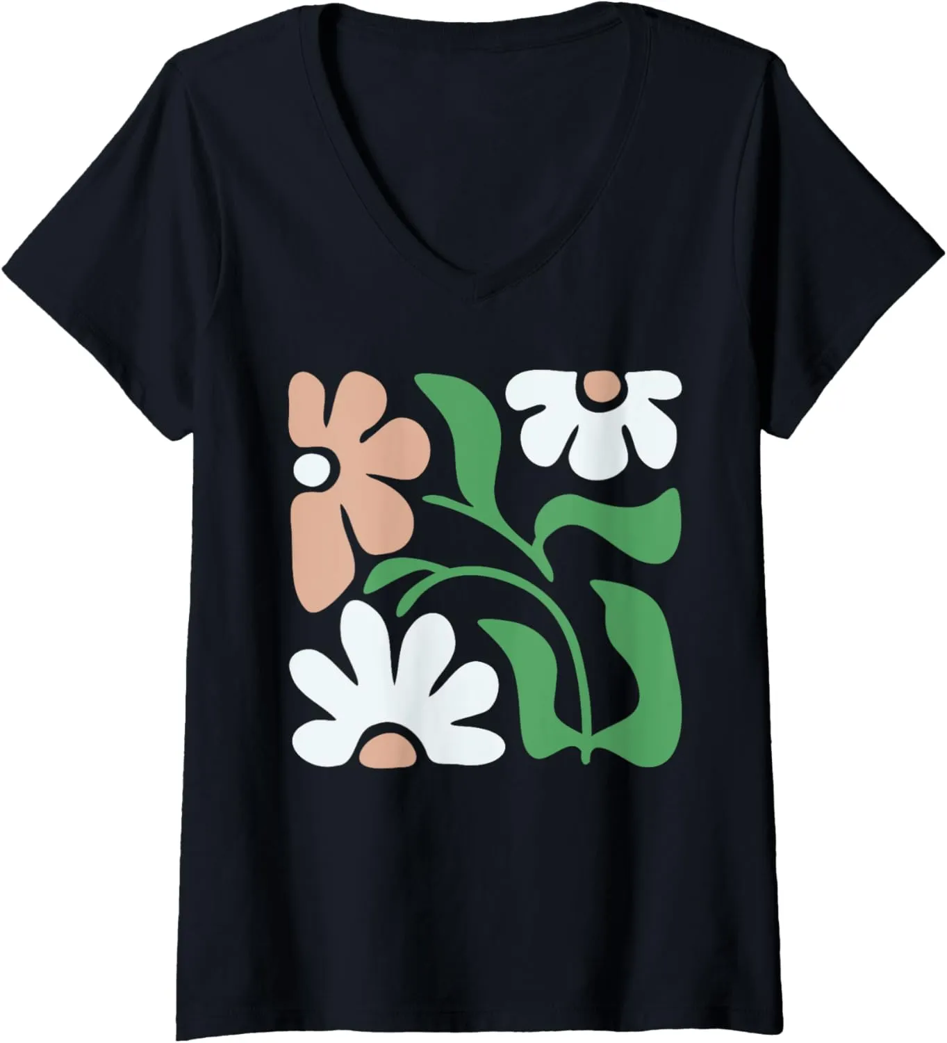 Womens Women's Vintage Floral Boho Wildflower Graphic Apparel V-Neck T-Shirt
