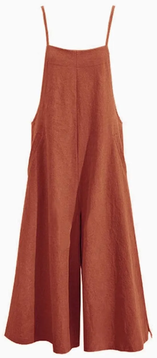 YESNO Women Casual Loose Long Bib Pants Wide Leg Jumpsuits Baggy Cotton Rompers Overalls with Pockets PZZTYP2